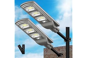 Lovus 2Pack Solar LED Street Light, 3600W Outdoor Solar Parking Lot Light Dusk to Dawn with Motion Sensor for Garage, Driveway, IP65 Waterproof, Wall or Pole Mount