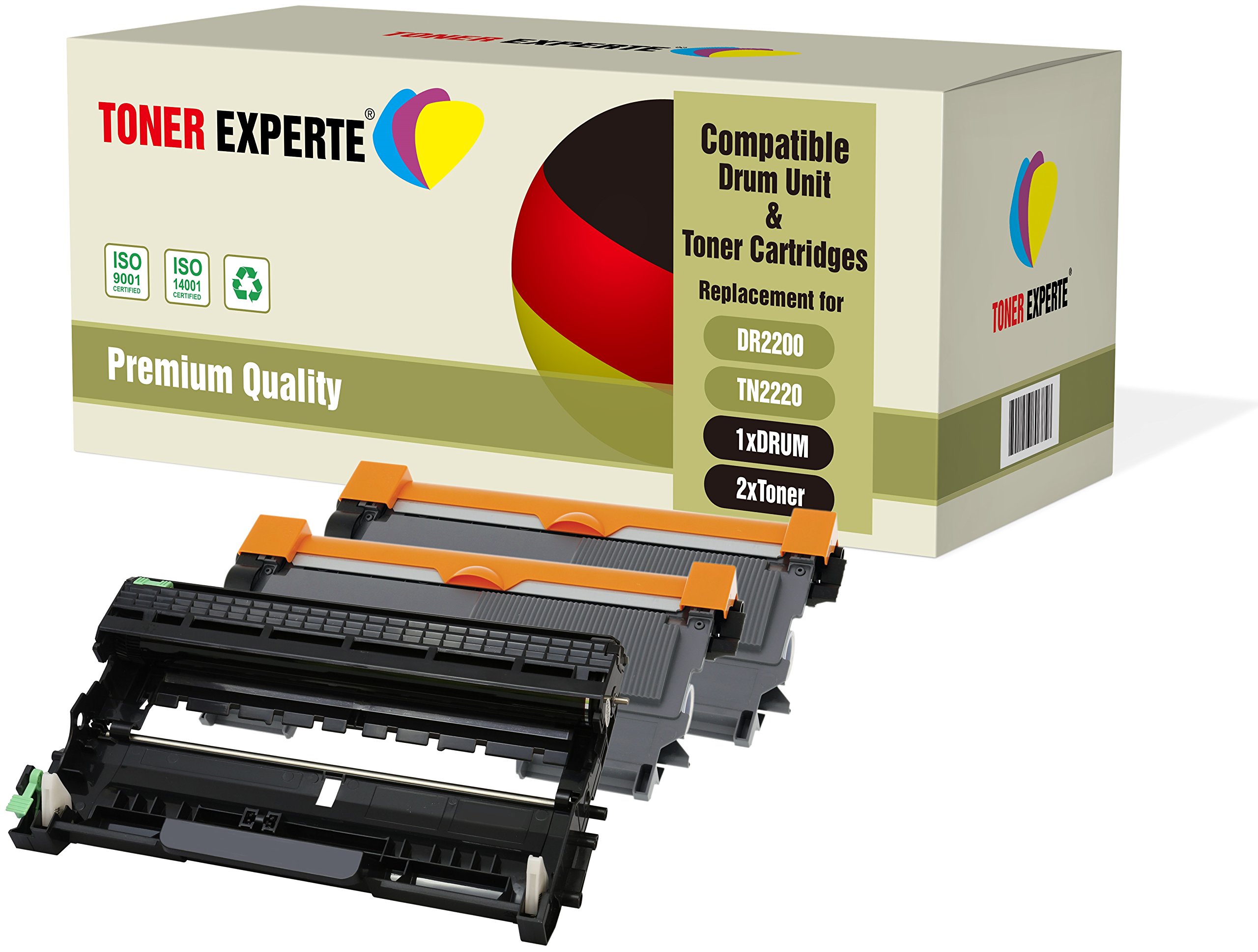 TONER EXPERTE 3-Pack Compatible with DR2200 TN2220 Drum Unit & 2 Toner Cartridges for Brother DCP-7055 DCP-7060D DCP-7065DN HL-2130 HL-2132 HL-2240 HL-2240D HL-2250DN HL-2270DW MFC-7360N FAX-2840