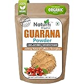 Naturfi Organic - Organic Guarana Powder - 1,000 mg Per Serv | 100 Grams / 3.5 Oz | Brazilian Herbal Extract, Bulk Superfood, Coffee Substitute, Vegan Friendly