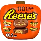 Reese's Assorted Peanut Butter Halloween Candy Pumpkin Bowl, 110 ct | Amazon exclusive pumpkin bowl, 110 snack size pieces, bulk Halloween candy assortment, trick or treat ready