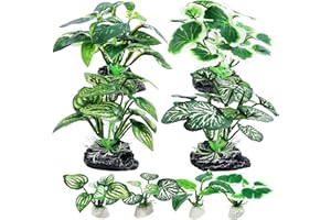 Vtapliea 8PCS Betta Fish Tank Decorations Aquarium Decorations Artificial Plastic Plants Ornament for Hiding Fish Reptil