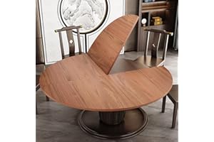 KAULATRINX Wood Round Foldable Table Top Only Large Portable Tabletop for Desktop Transformation 47 51 55 59 63 71 inch 4-Fold Folding Round Table Top Extender Space Saving for Family Dinners(Light Walnut,63")