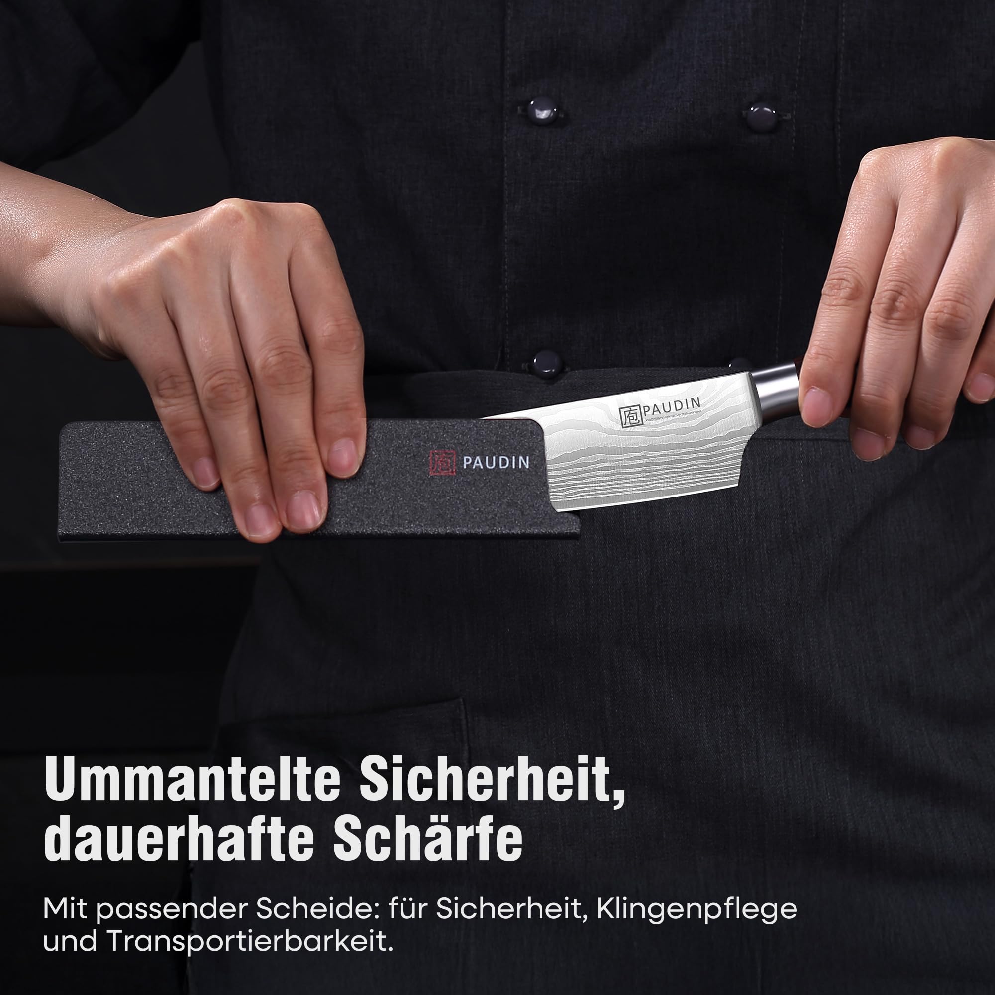 PAUDIN Kochmesser 15 cm Küchenmesser klein scharf profi Messer als Allzweckmesser Fleischmesser Gemüsemesser aus hochwertigem Edelstahl mit ergonomischem Holzgriff 8