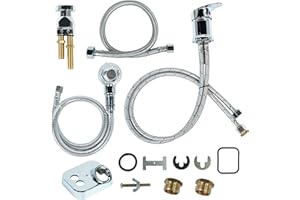 K-SALON Salon Shampoo Bowl Faucet Vacuum Breaker Kit Spa Beauty Salon Shampoo Bowl Sink Hair Salon Bath Accessories Bathroom Hot Cold Faucet Spray Hose Replacement Set for Backwash Barber Chair (Silver)