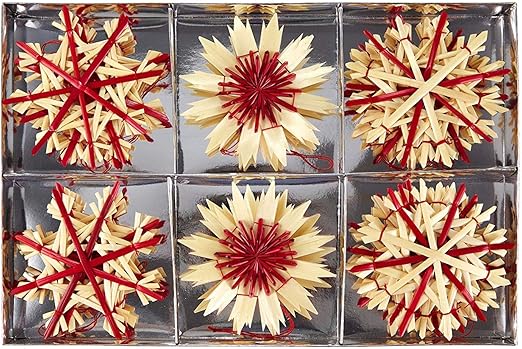 Decorazioni Natalizie Con Materiali Naturali.Heitmann Deco Christmas Set Di 16 Decorazioni Natalizie Da Appendere In Paglia E Materiali Naturali Con Dettagli Rossi Decorazioni Per L Albero Di Natale Amazon It Casa E Cucina