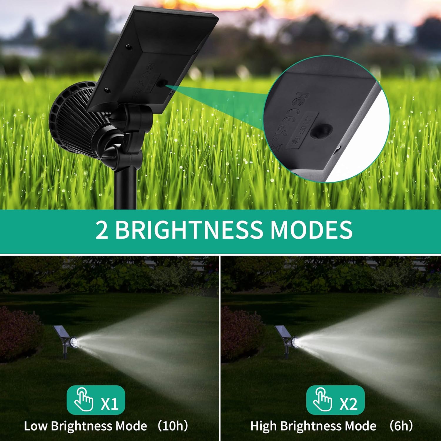 Nekteck 6 Pack Solar Lights, 2-in-1 Outdoor Solar Spotlights Powered Adjustable Wall Light Landscape Lighting, Bright and Dark Sensing, Auto On/Off for Yard, Pathway, Walkway, Garden, Driveway - - 