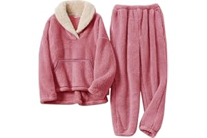 Flygo Girls Fuzzy Pants Set Fleece Outfits Winter Flannel Loose Fluffy Pullover Sweatshirt Top Pants Sweatsuit