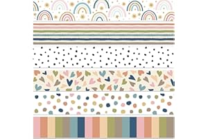 AUGISTEEN Boho Bulletin Border Classroom Bulletin Board Stickers Colorful Boho Heart Rainbow Polka Dot Border Decorations for Classroom School Office Boards Decoration, 89.6 Ft in Total