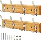 GlazieVault Coat Hooks for Wall 2 Pack Stainless Steel Heavy Duty
