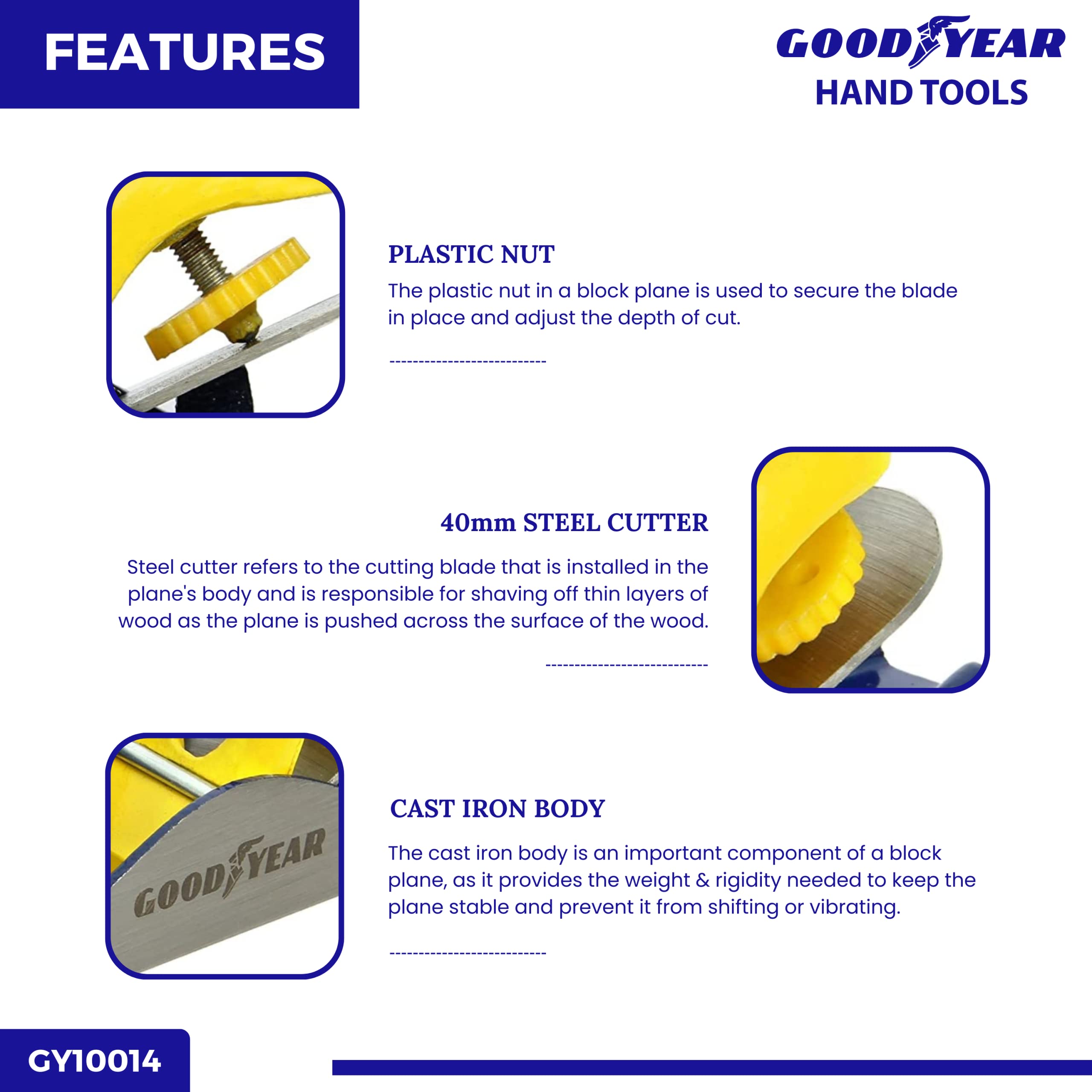 Goodyear Block Plane, Block Plane Tool, Metal Block Plane (Blue and Yellow), Randha, Carpenter Tool, Hand Tool 4