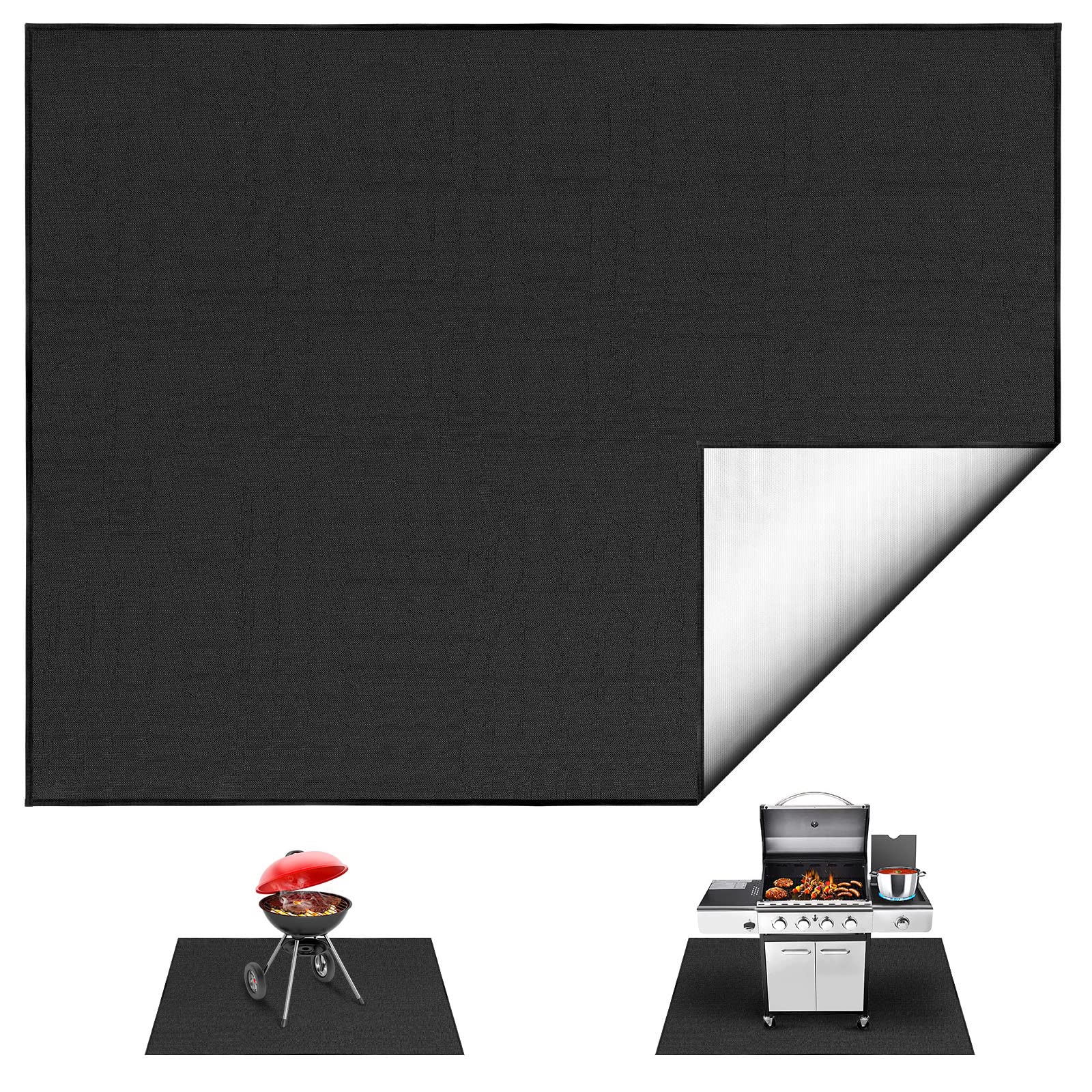 Photo 1 of Fire Pit Mat, 4-layer Heat Resistant Mat Under BBQ, Grill Mats for Outdoor Grill Deck Protector, Fireproof & Oil-Proof Patio Mat with Aluminum Foil Insulation to Protect Lawn, Patio, Grass (36*65 in)