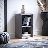 Vida Designs Oxford 2 Tier Cube Bookcase Grey Wood Storage Shelf view 6