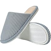 sinceslim Memory Foam House Slippers for Women Indoor Slippers with Non-Slip Rubber Sole Close Toe Slip On Cotton Slippers