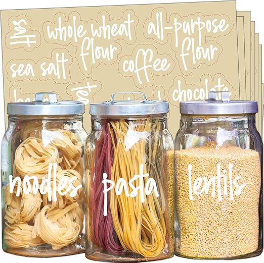 Amazon Com Talented Kitchen 135 White Script Pantry Labels