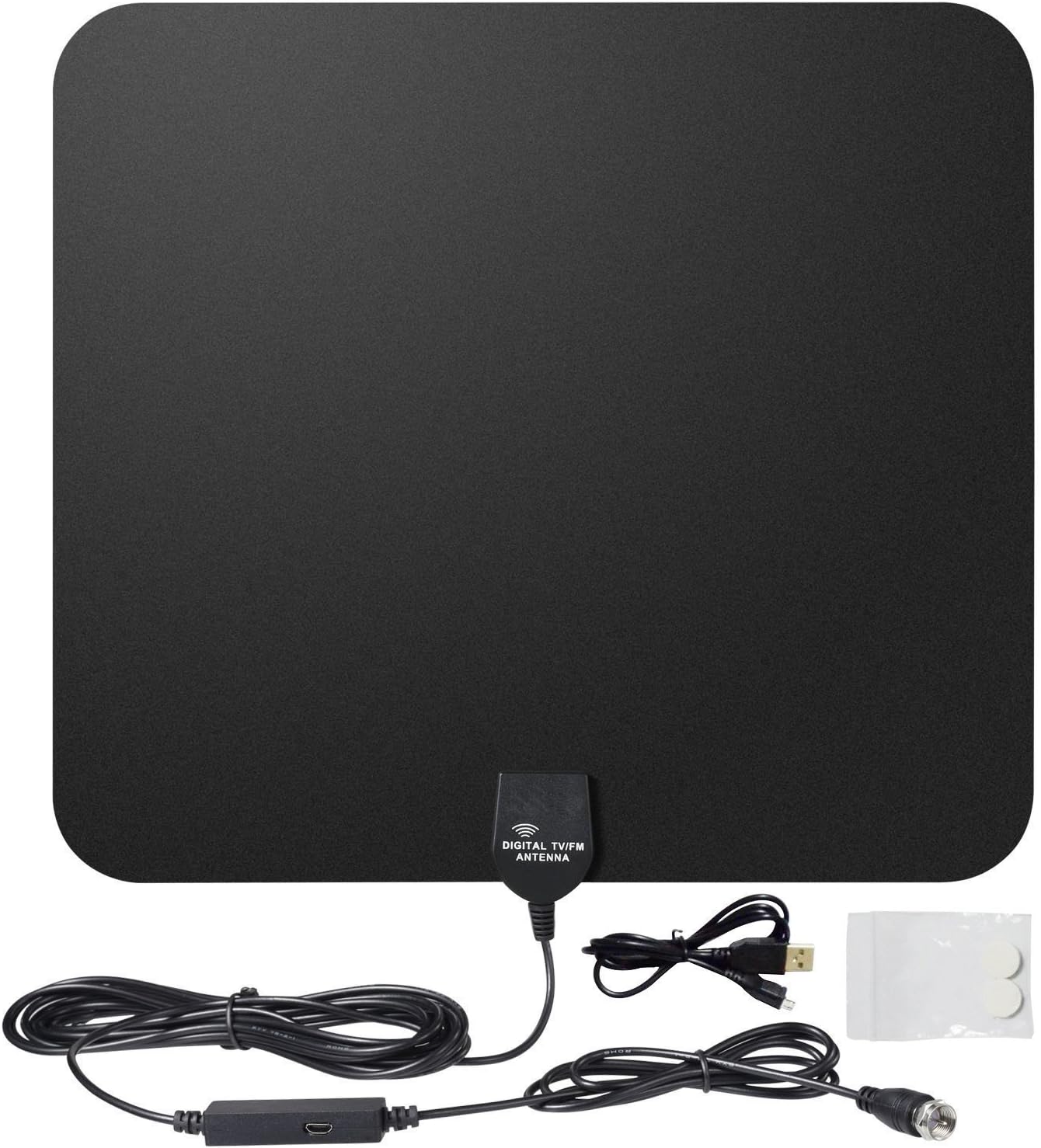 YSTSZ Amplified Indoor HDTV Antenna 50 Mile Range with High Signal Capture of 16.4ft Coaxial Cable - Black