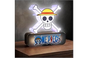 One Piece 3D Night Light, Straw Hat Table Desk Lamp, White LED Light for Bedroom, Dimmable 3 Brightness Levels, USB or Batter