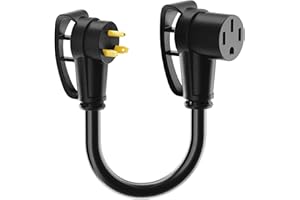 POWGRN 30 Amp to 50 Amp RV Adapter 12 inch, Heavy Duty 10/3 Gauge Black RV Electrical Adapter, NEMA TT-30P Male to NEMA 14-50R Female, STW 10AWG 30A 125V 3750W, ETL Listed