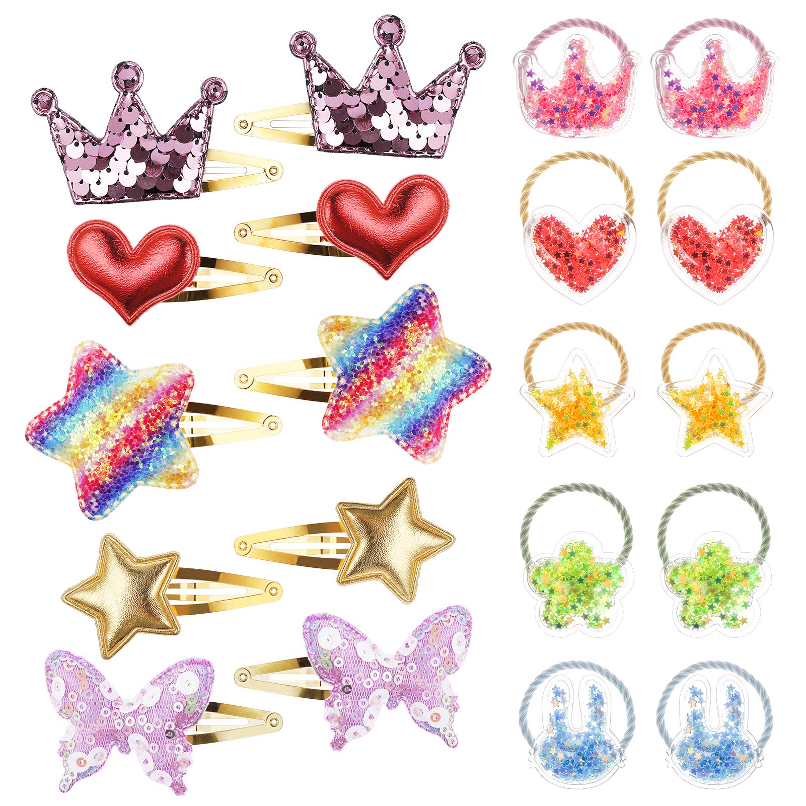 Girls Hair Clips, 20 PCS Sparkly Hair Bands Barrettes Hair Accessories Set for Kids Girl