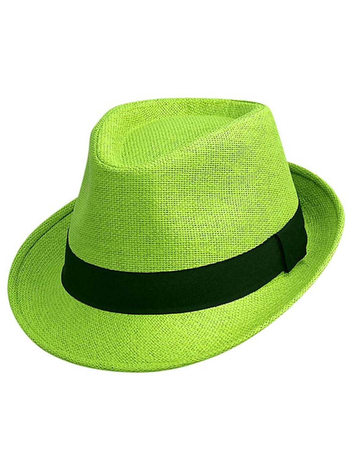 Luxury Divas Lime Green Basic Straw Fedora Hat at Amazon Women’s