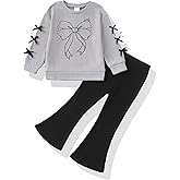 Toddler Girl Clothes Kids Outfits Long Sleeve Ribbed Sweatshirt Bell Bottom Pants Set Fall Winter Clothing for Girls