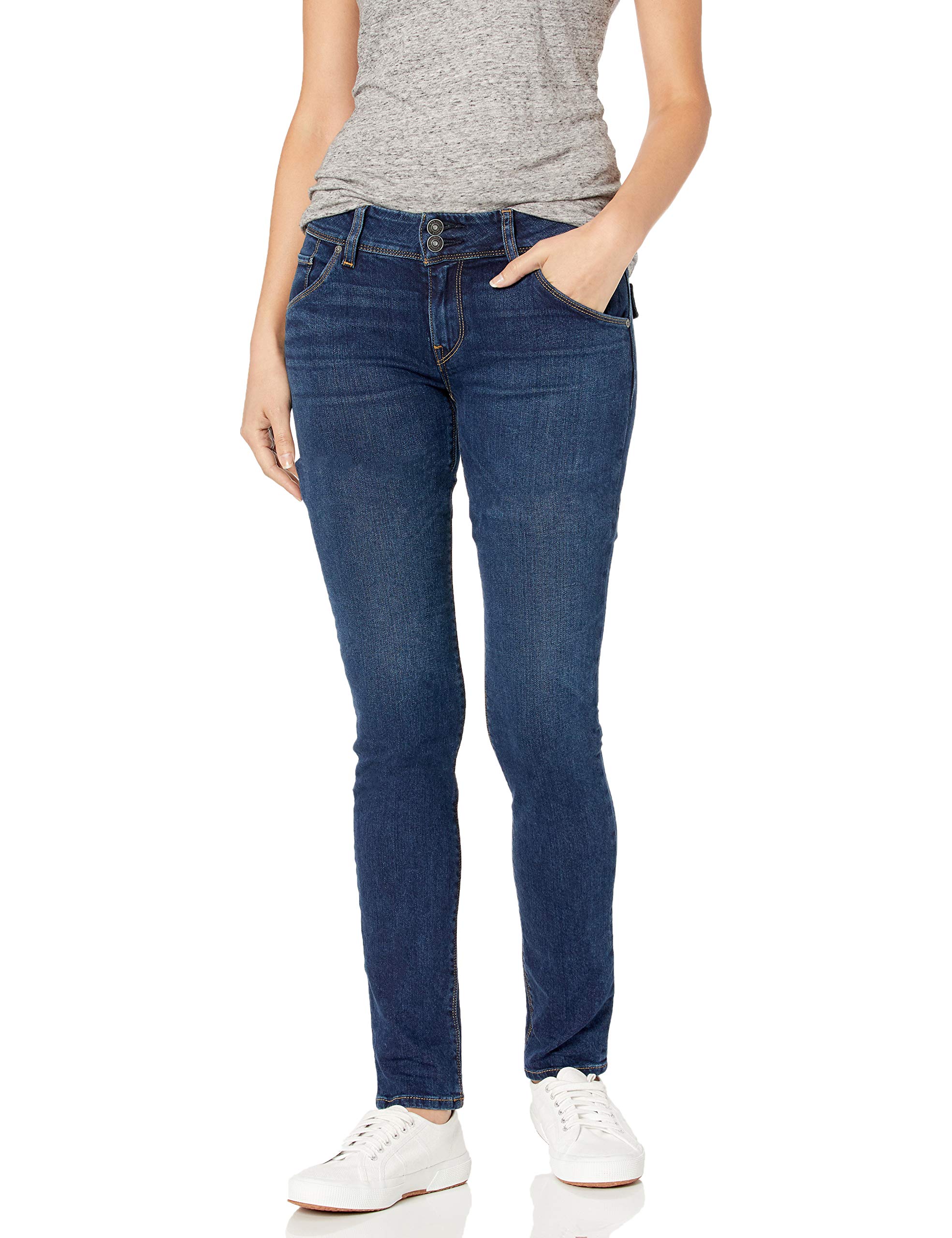 HUDSON Women’s Collin Mid Rise Skinny Ankle Jean with Back Flap Pockets, Obscurity 34″ Inseam, 29W x 34L