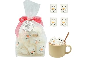 4E's Novelty 16 Pcs Snowman Marshmallow in Gift Bag Individually Wrapped - Large Christmas Marshmallows for Hot Chocolate Toppers, Snowman Marshmallow Treats Topping Treats for Hot Cocoa, 4.2oz