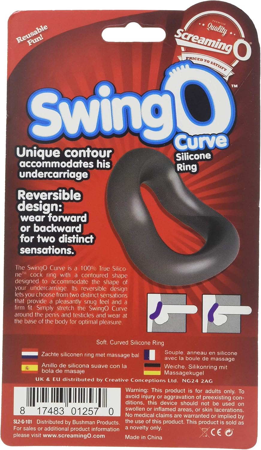 Screaming O Swingo Curved Silicone Cock Ring, Grey - Image 5