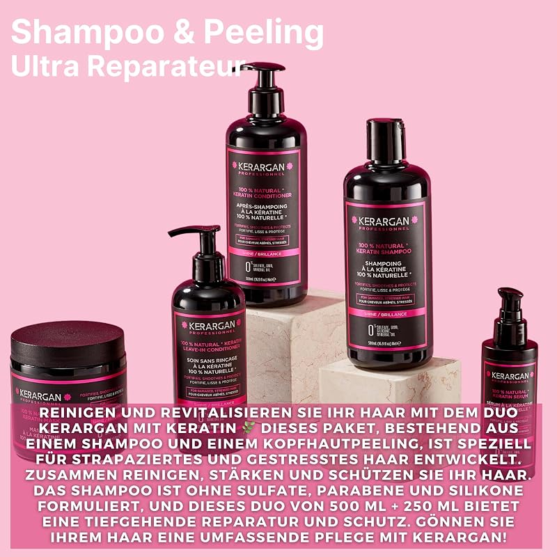 - Keratin Shampoo & Kopfhautpeeling silikonfrei - 500ml+250ml