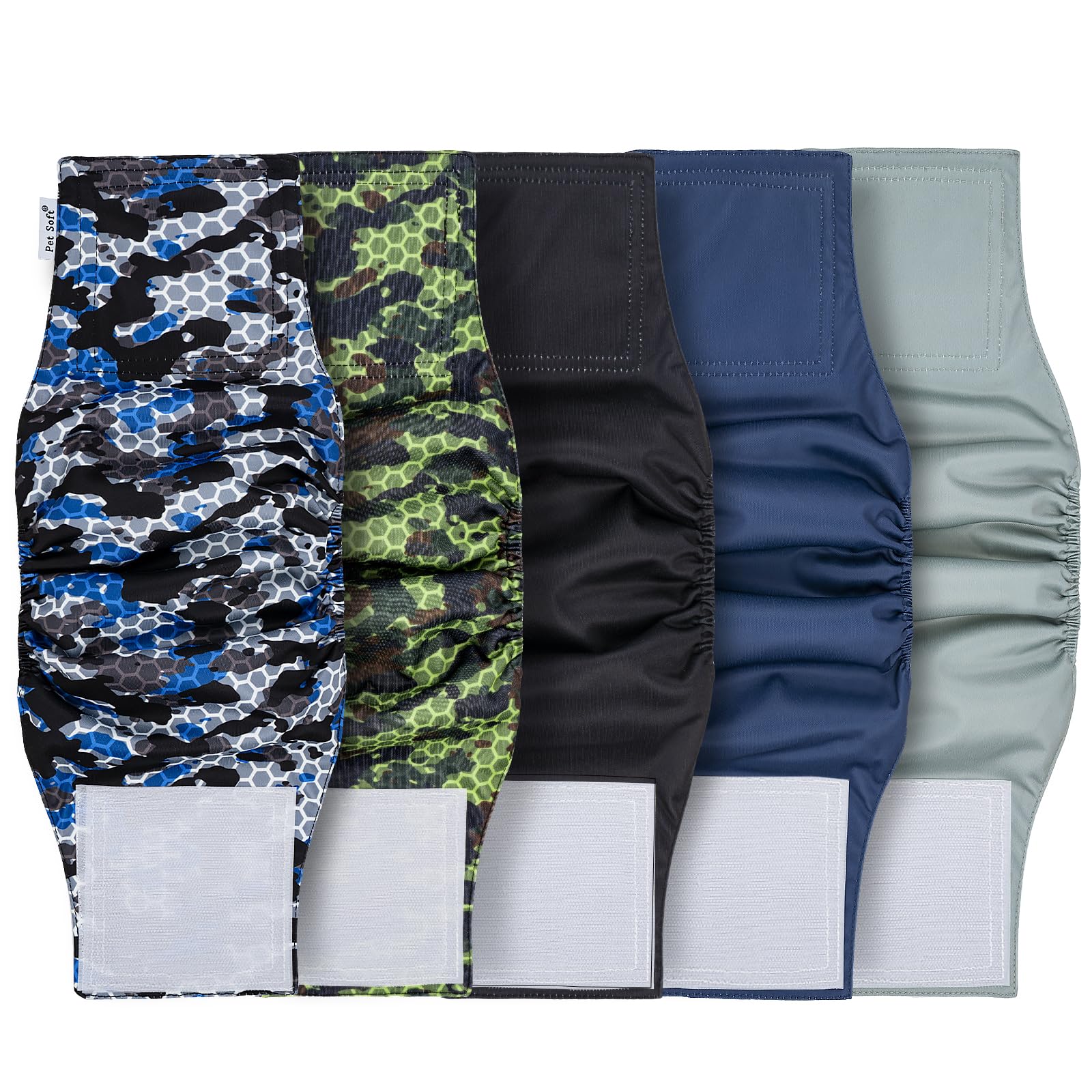 Photo 1 of Pet Soft Dog Diapers Male Reusable, 5 Pack Belly Bands for Male Dogs, High Absorbing Washable Male Dog Warps for Doggie Puppy in Incontinence Excitable Training(Camo, XS)
