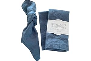Eight Owls Linen Napkins – 100% Pure Stonewashed Linen Cloth Napkins – Mitered Corners - Created from French Flax - Size18 x1