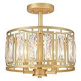 Crystal Ceiling Light Fixture, Modern Semi Flush