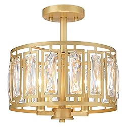 Crystal Ceiling Light Fixture, Modern Semi Flush