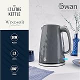 Swan Windsor Rapid Boil Kettle 1.7L 3kW Grey with Removable Filter view 2
