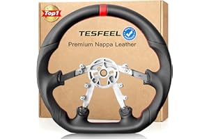 TESFEEL Steering Wheel for Chevy Corvette C5 1997-2004 Full Nappa Perforated Leather D-Shaped Flat-Bottom Hand-Stitched Repla