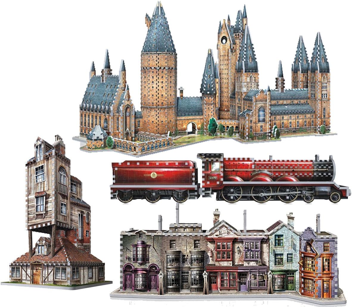 Wrebbit 3D Puzzles: The World of Harry Potter Huge 3D Jigsaw Puzzle Assortment Pack Made by Wrebbit Puzz-3D (The Leader in 3D Puzzles)
