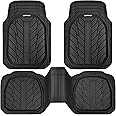 CAR PASS DeepDish Heavy Duty Rubber Floor Mats 3-Piece, Universal MXL Size Trim-to-Fit Automotive Floor Mats for Truck Van SUV, Durable Waterproof All Weather Car Mats (Solid Black)