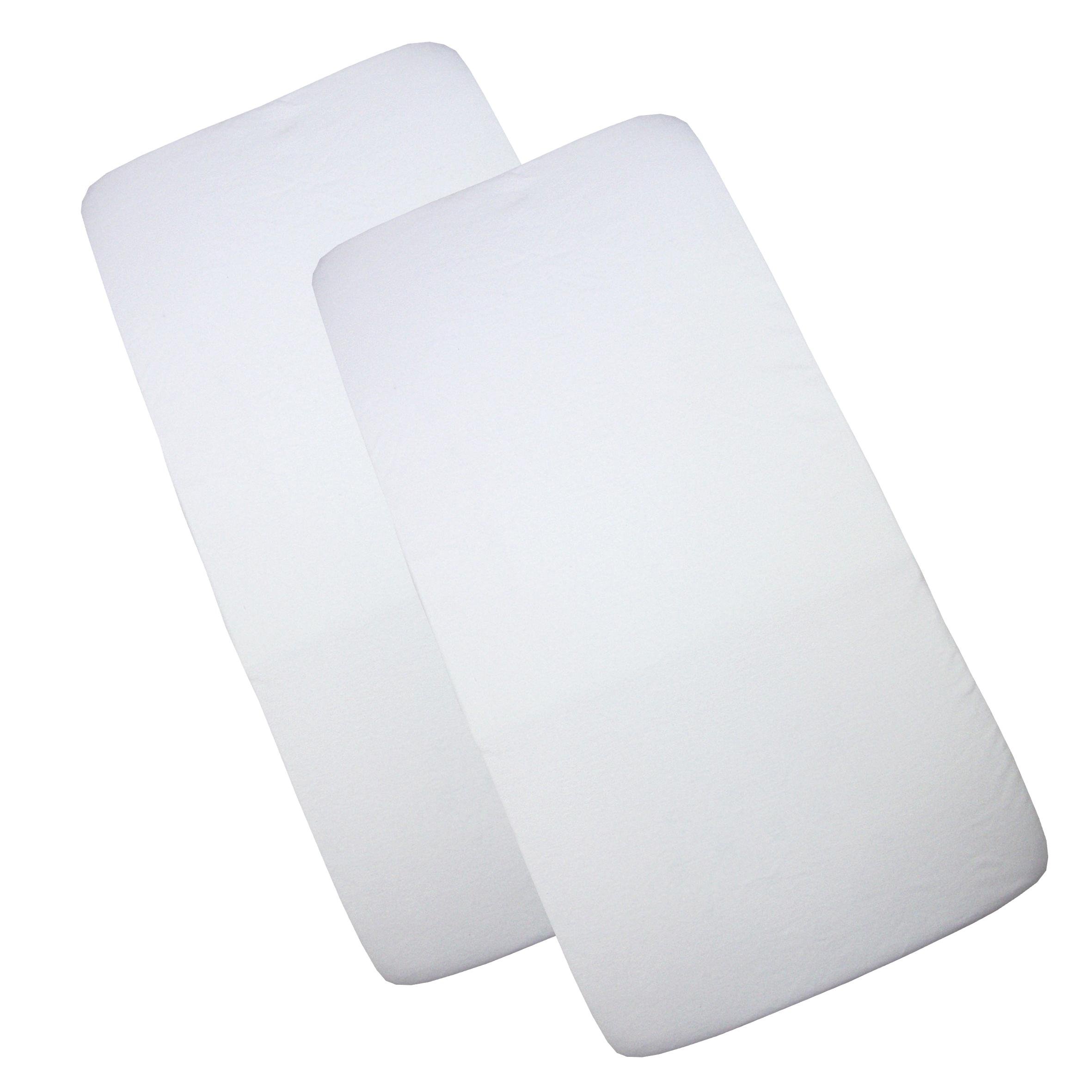 BabyPrem Baby Pack of 2 Fitted Cotton Travel Cot Sheets 95 x 65cm WHITE
