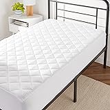 Amazon Basics Hypoallergenic Quilted Mattress Topper Pad, 18 Inches Deep, Twin