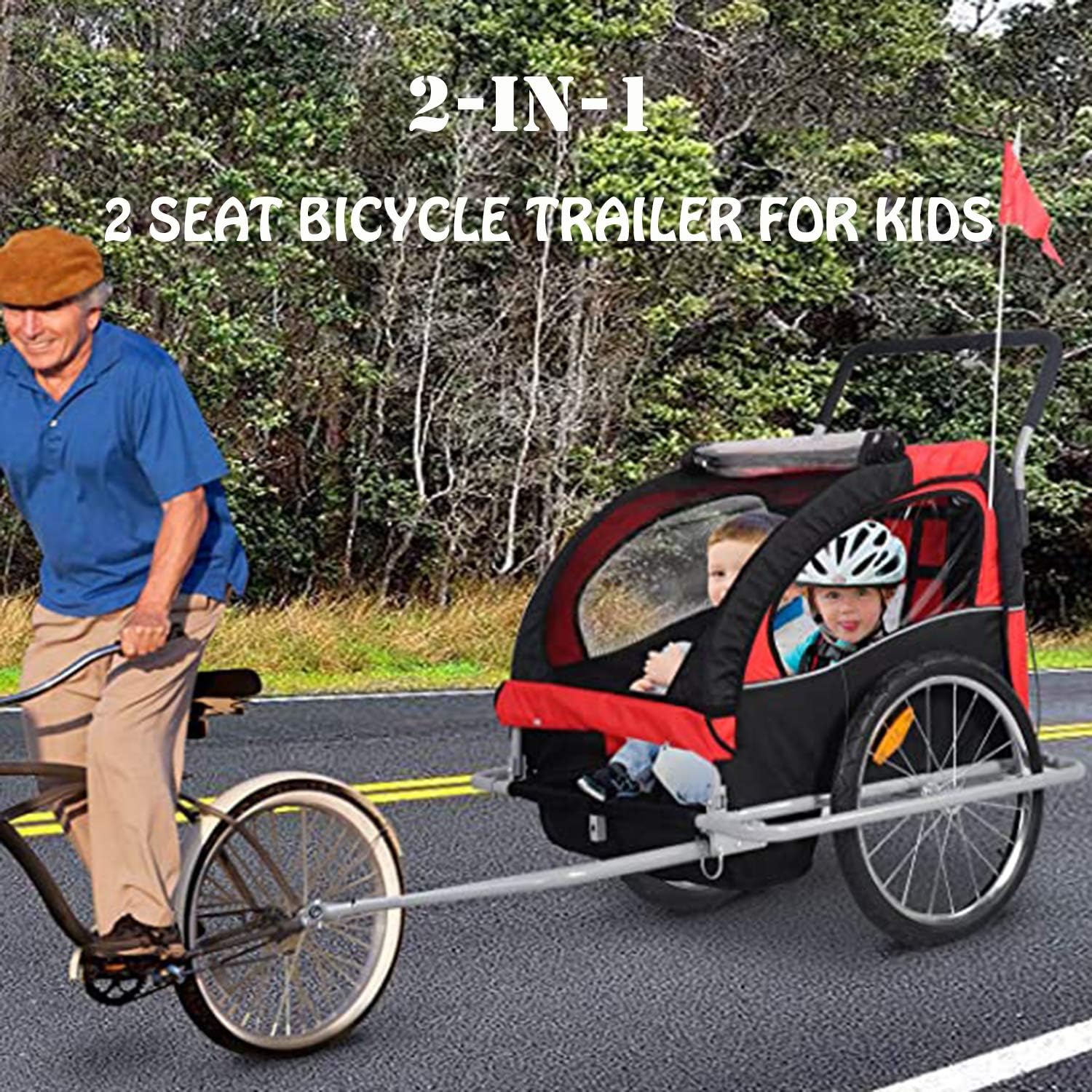 20 Inch Wheel Size Foldable Bike Wagon Trailer NUEVEN 2in1 Double 2