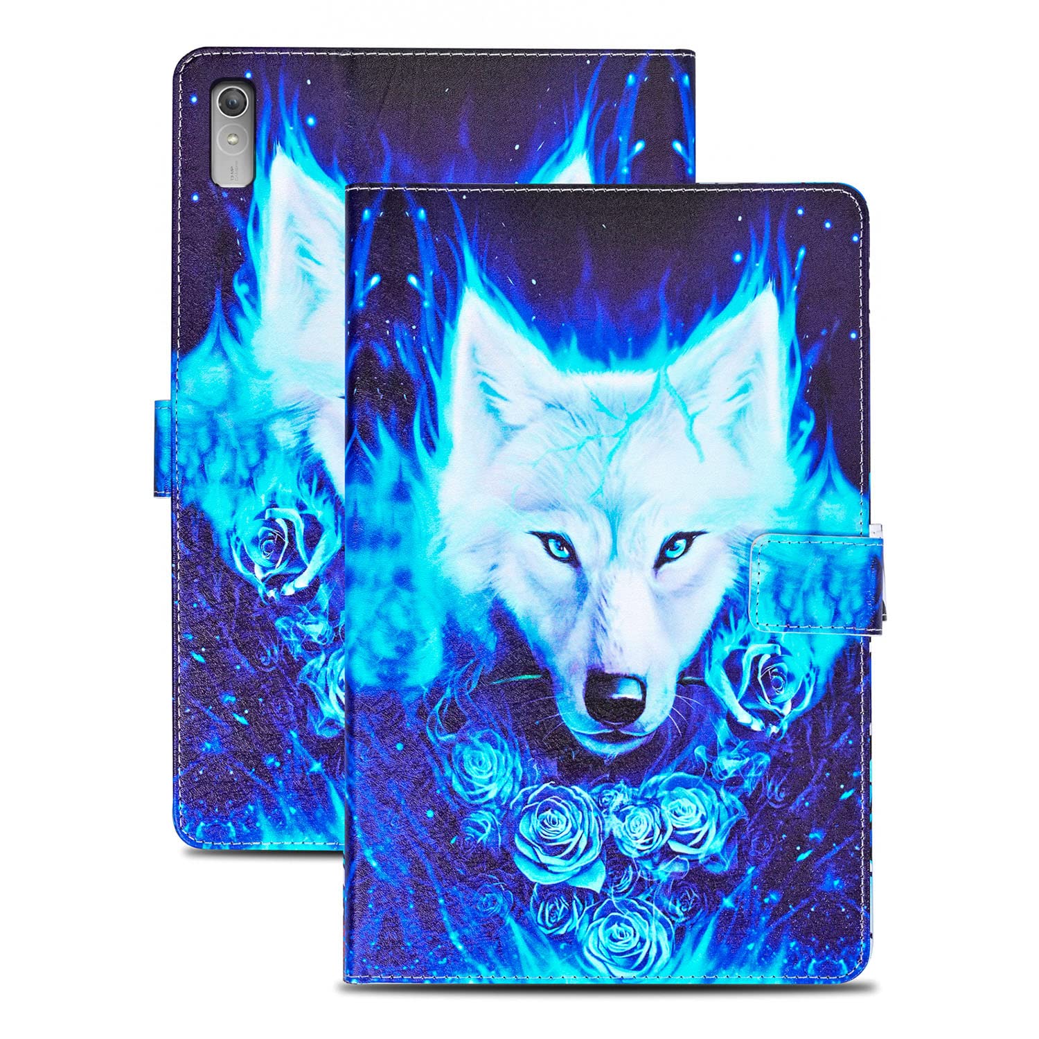 Rostsant Case Compatible with Lenovo Tab P11 2nd Gen 11.5 inch (TB350FU/TB350XU), PU Leather Magnetic Stand Protective Shockproof Tablet Cover for Lenovo Tablet P11 2nd Gen Case - White Wolf