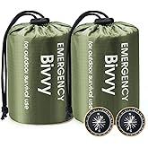 Esky Emergency Sleeping Bag, 2 Pack Portable Survival Thermal Bivy Sack, Waterproof Lightweight Survival Shelter Blanket Bags