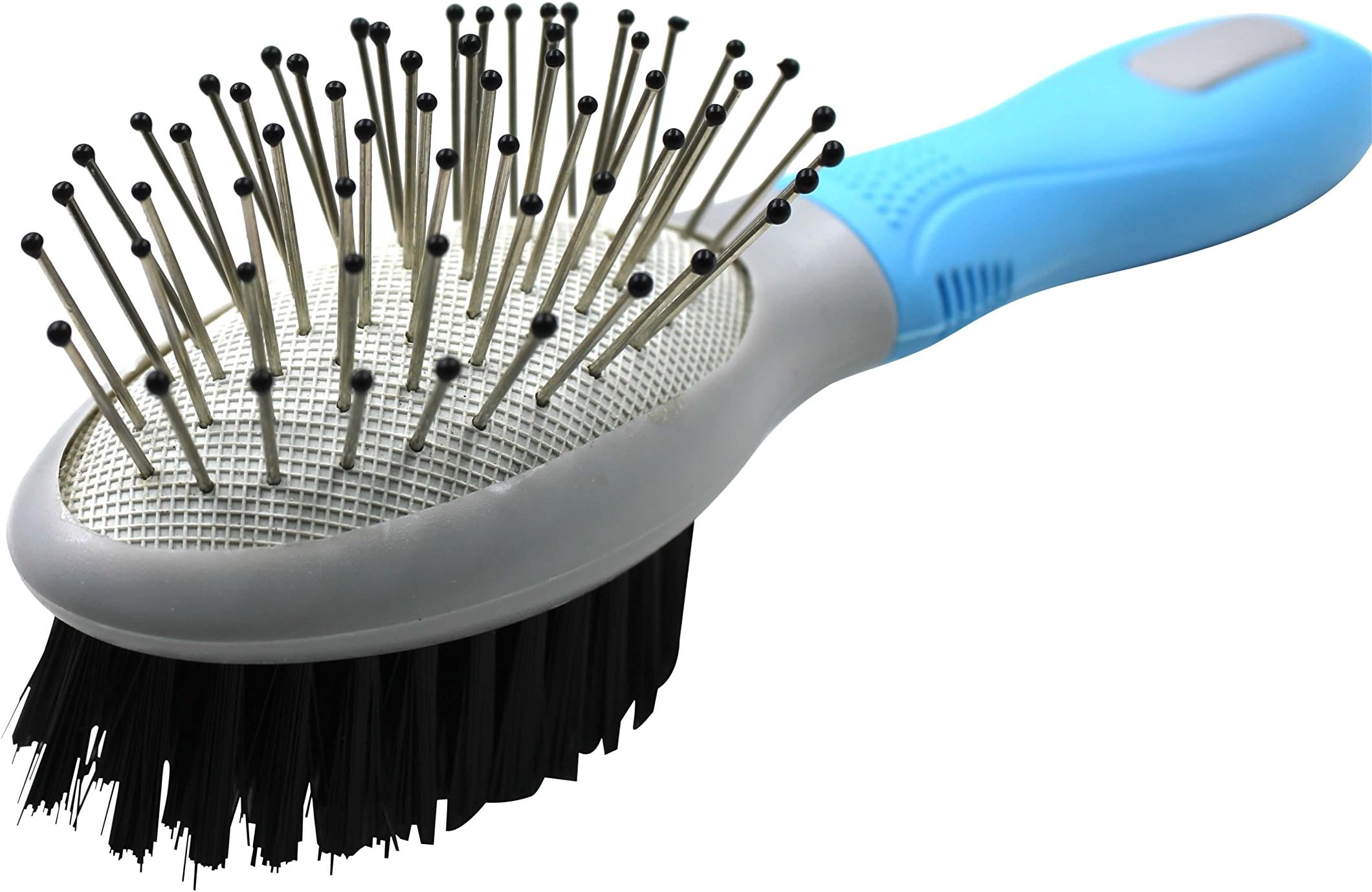 Double-sided Combo Brush for Cat Kitten Dogs Puppies & Small Animals Wire Pins with Caps and Polypropylene Bristles Effectively Removes Excessive Fur Health Ergonomic Handle for Firm Non-slip Grip