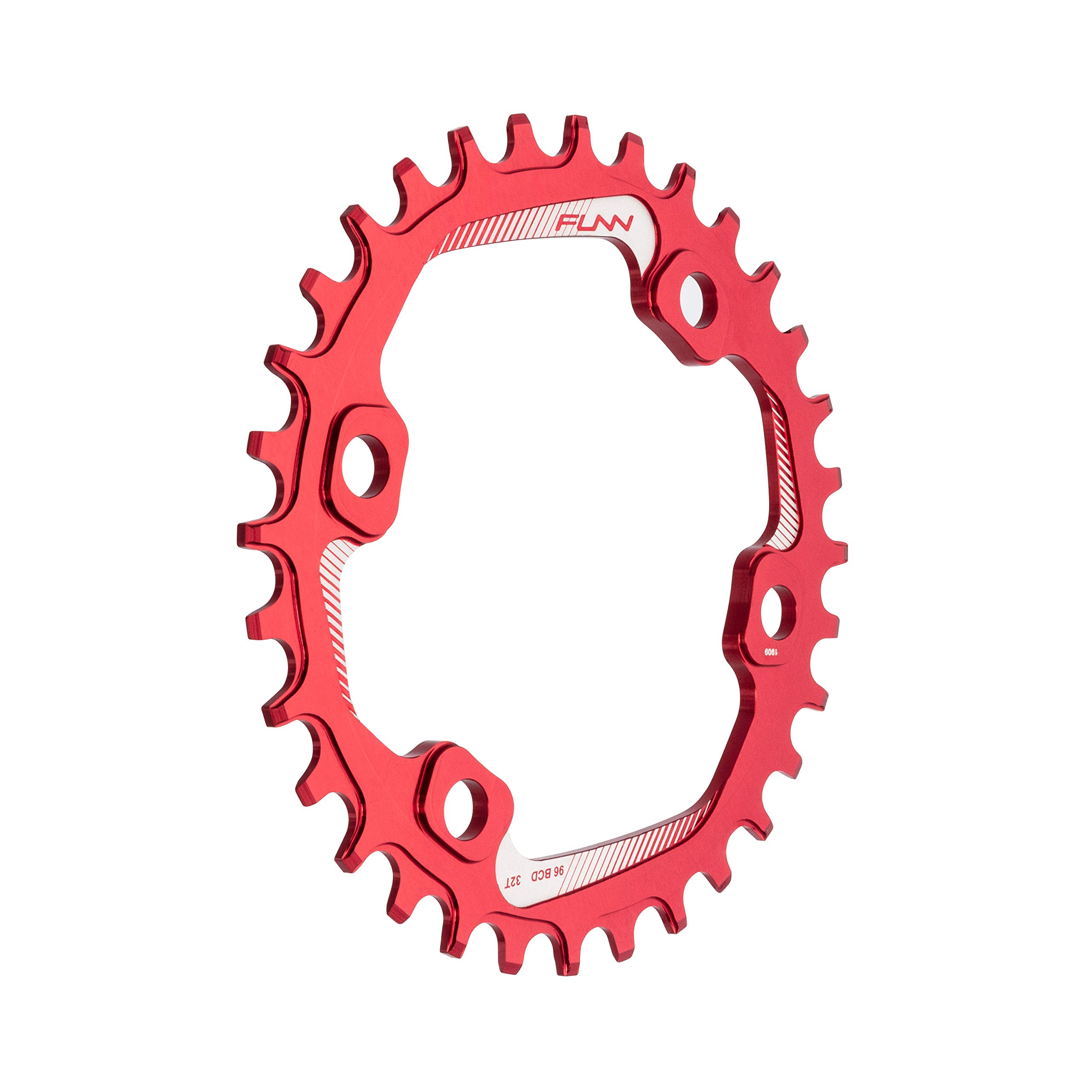 Funn Solo Narrow Wide Chainring for 9 10 11 12 Speed Chain, Fits Asymmetric 96mm BCD Interface Crankset, Single Speed Bike Chain Ring for MTB, BMX Bike, Gravel Bike and Road Bike (32T, Red) โ image 1