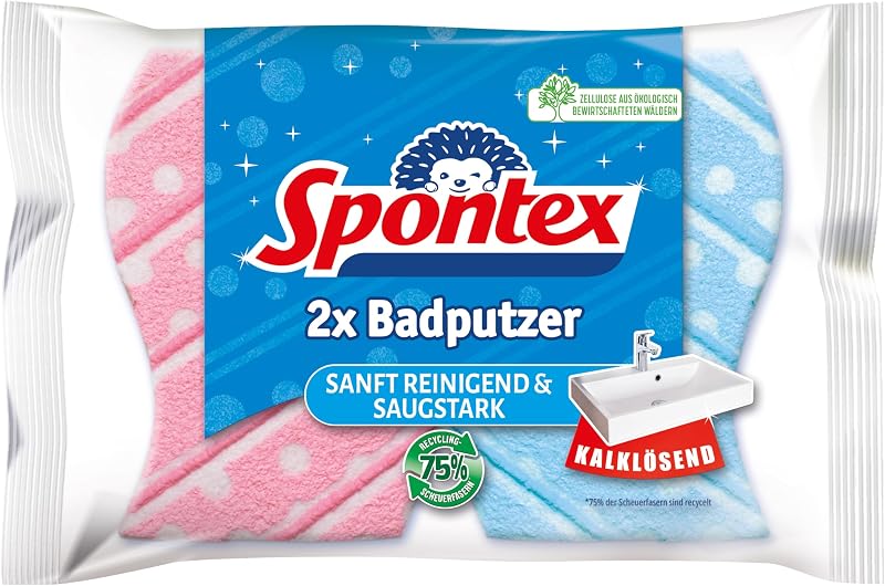 Limpador de casa de banho, 2 esponjas de casa de banho, adequadas para todas as superfícies da casa de banho, forma extra antiderrapante, cor não selecionável