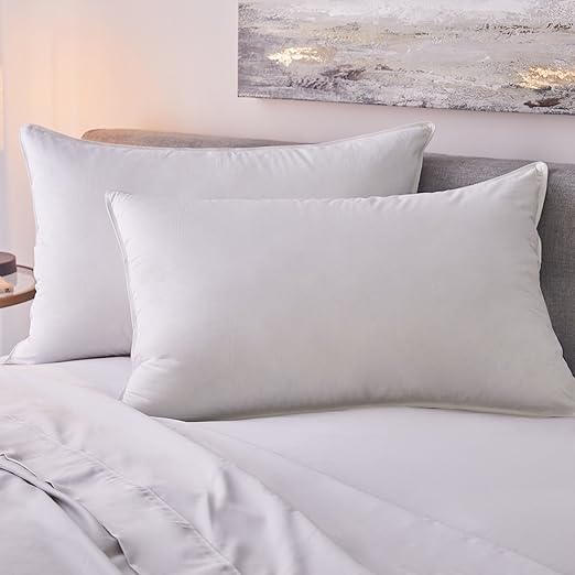 Amazon Com 1221 Bedding Sateen White Goose Down Pillow Standard