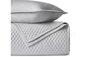 BIOWEAVES 100% Organic Cotton Quilts Queen Size - Diamond Stitched Quilted bedspreads - All Season Oversized Coverlet Set - GOTS Certified Bedding Set | 1 Quilt & 2 Pillow Shams