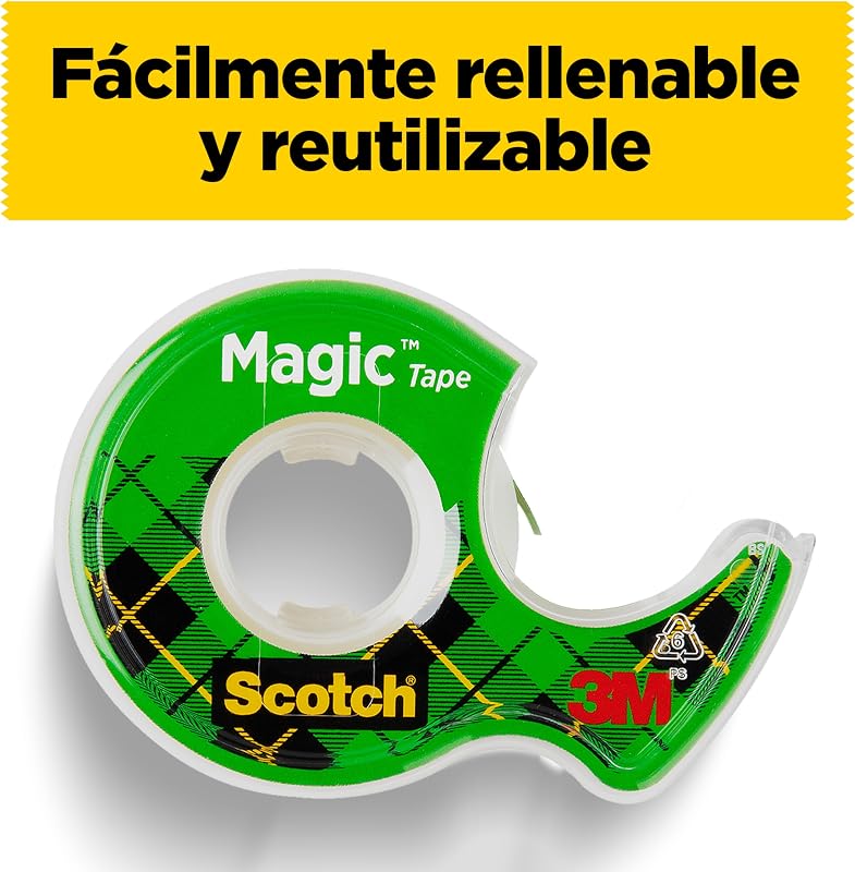 Fita adesiva invisível scotch magic - 2 rolos de 19mm x 7,5m + 1 grátis - fita adesiva de uso geral para reparo, etiquetagem e selagem de pacotes e documentos