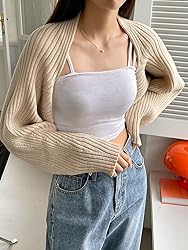 Verdusa Women's Casual Long Sleeve Open Front Crop