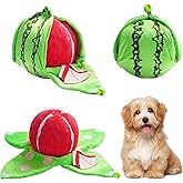 Nocciola Hide and Seek Plush Dog Toys, Watermelon Interactive Toy for Small Dogs, Green Puppy Puzzle Squeaky Toys with Crinkle Papers for Boredom, Dog Nosework Toy for Medium Pet