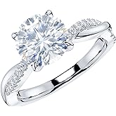 THELANDA Sterling Silver 4-Prong Petite Twisted Vine 2.0 CT Genuine Moissanite Engagement Ring Promise Bridal Ring